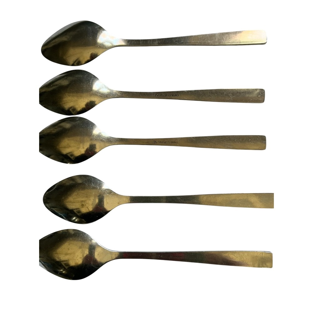 Vintage 18-8 Stainless Japan Teaspoons Set of 5  Mid Century Modern Fleur